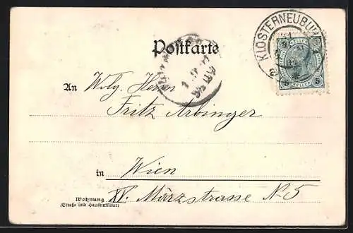 AK Klosterneuburg, Ortsansicht mit Stift und Stiftskirche