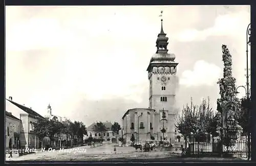 AK Retz /N. Oe., Hauptplatz mit Denkmal