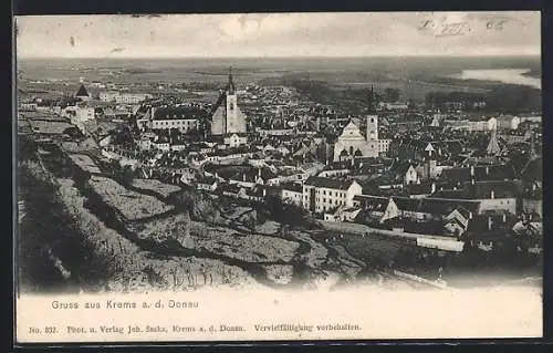 AK Krems a. d. Donau, Teilansicht mit Kirche