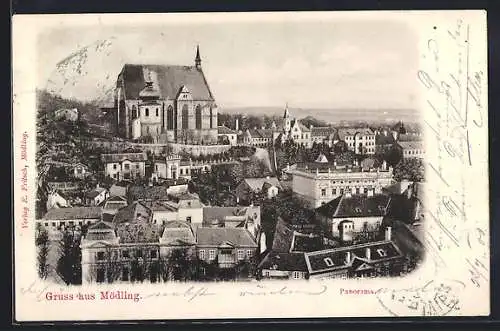 AK Mödling, Panorama mit Kirche