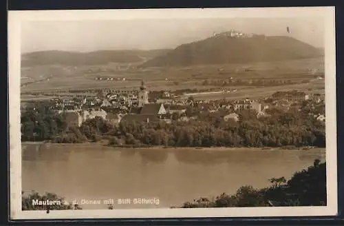 AK Mautern a.d. Donau, Gesamtansicht mit Stift Göttweig