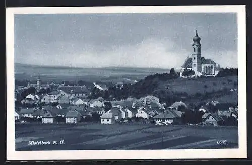 AK Mistelbach /N.Ö., Gesamtansicht mit Blick zur Kirche