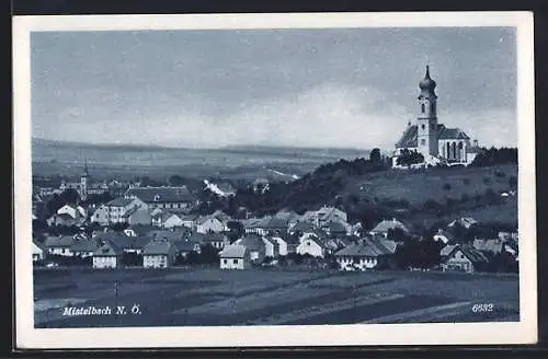 AK Mistelbach /N.Ö., Gesamtansicht mit Blick zur Kirche