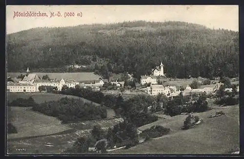 AK Mönichkirchen /N.-Ö., Teilansicht mit Kirche