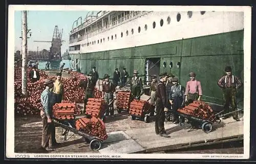 AK Houghton, MI, Loading Copper on Steamer