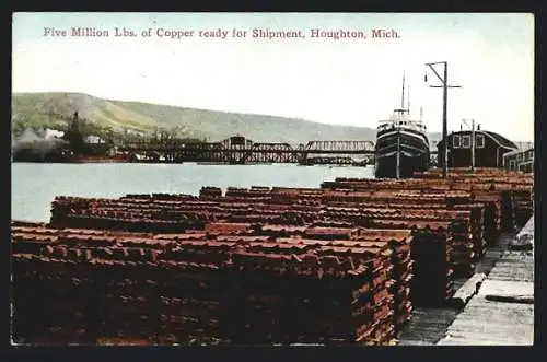 AK Houghton, MI, Five Million Lbs. of Copper ready for Shipment