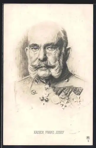 AK Kaiser Franz Josef I. von Österreich mit Orden, Portrait