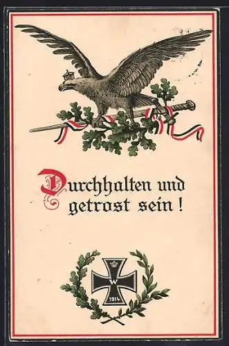 AK Durchhalten und getrost sein!, Eisernes Kreuz und Reichsadler