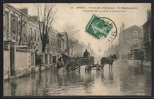 AK Meaux, Inondation Janvier 1910, Avenue de la Republique