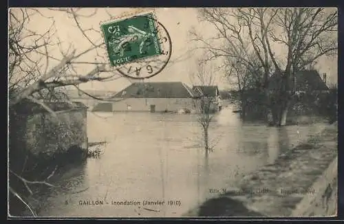 AK Gaillon, Inondation Janvier 1910