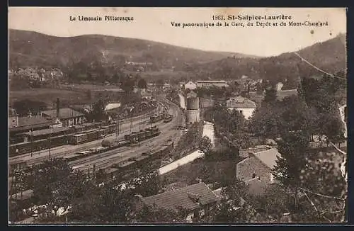 AK St-Sulpice-Laurière, Vue Panoramique de la Gare