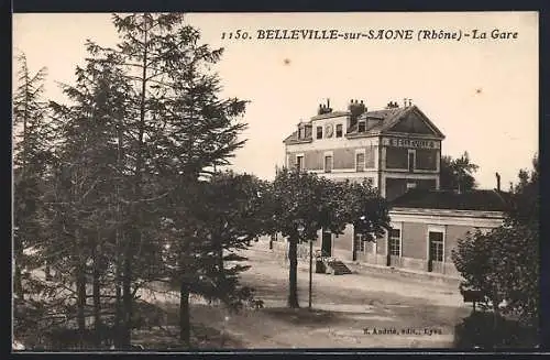 AK Belleville-sur-Saone, La Gare, Bahnhof