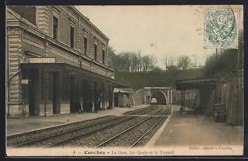 AK Conches, La Gare, les Quais et le Tunnel