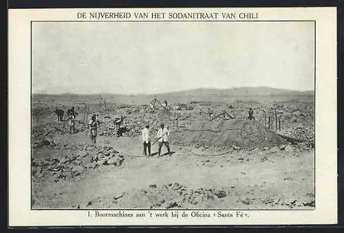 AK Atacama, De Nijverheid van het Sodanitraat van Chili, Salpeter, Boormachines bij de Oficina Santa Fe