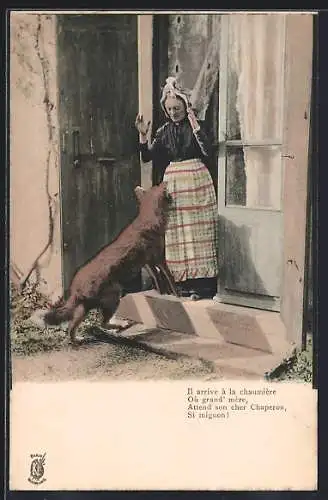 AK Der Wolf bei der Grossmutter, Rotkäppchen