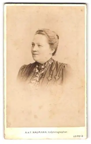 Fotografie A. &amp F. Naumann, Leipzig, Dorotheenstr. 6, Porträt einer Dame im Halbprofil