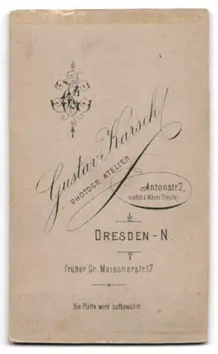 Fotografie Gustav Karsch, Dresden, Antonstrasse 2, Porträt eines eleganten Herrn