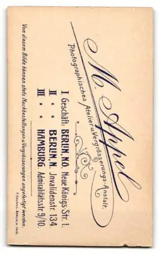 Fotografie M. Appel, Berlin, Invalidenstr. 134, Porträt eines eleganten Herren