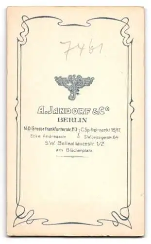Fotografie A. Jandorf & Co., Berlin, Grosse Frankfurter Str. 113, Porträt einer Dame