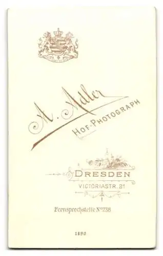 Fotografie A. Adler, Dresden, Victoriastrasse 21, Porträt einer älteren Frau