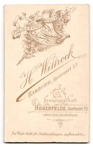 Fotografie H. Wittrock, Hamburg, Speersort 5, Porträt einer jungen Frau
