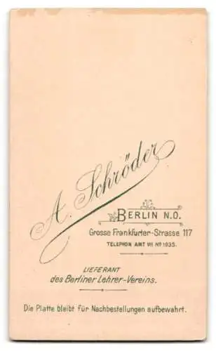 Fotografie A. Schröder, Berlin, Grosse Frankfurter-Strasse 117, Portrait eines Jungen