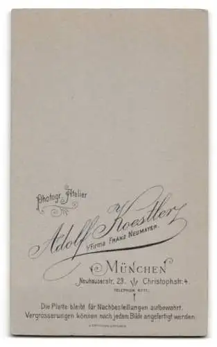 Fotografie Adolf Koestler, München, Neuhauserstr. 29, Porträt einer Dame