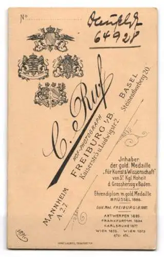 Fotografie C. Ruf, Freiburg i.B., Kaiserstrasse 5, Porträt eines Mannes