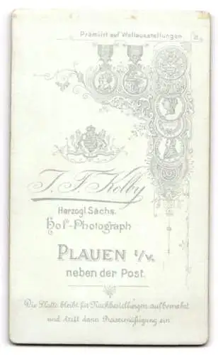 Fotografie T.F. Kolby, Plauen, neben der Post, Portrait einer jungen Frau