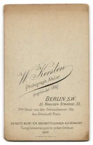 Fotografie W. Kersten, Berlin, Krausen-Strasse 35, Porträt eines Paares