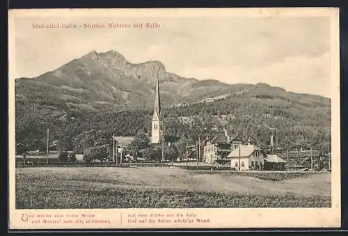 AK Mutters /Stubaital-Bahn, Ortsansicht mit Saile