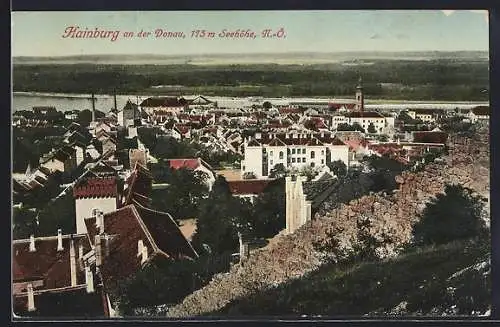 AK Hainburg a. d. Donau, Teilansicht mit Kirche