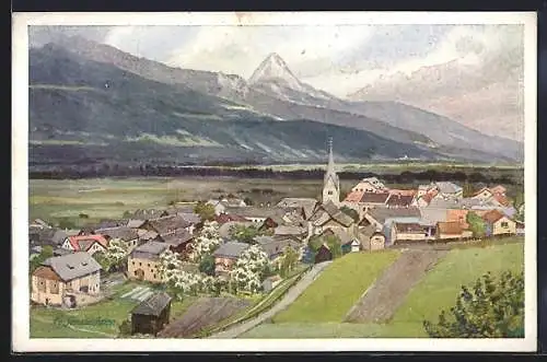 AK Mauthen / Gailtal, Ortsansicht mit Kirche