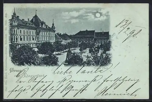 Mondschein-AK Klagenfurt, Neuer Platz mit Bäumen