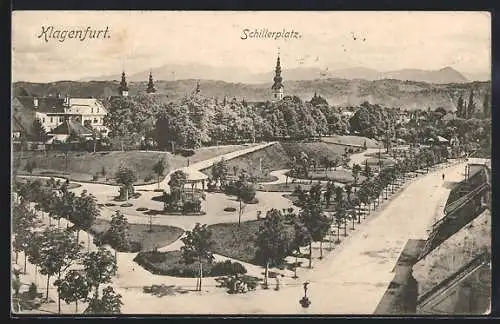 AK Klagenfurt, Schillerplatz mit Strassenpartie