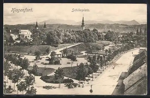 AK Klagenfurt, Schillerplatz mit Strassenpartie