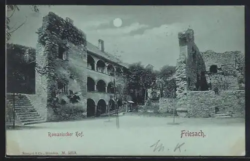 Mondschein-AK Friesach, Romanischer Hof