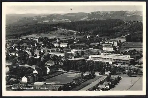 AK Weiz /Steiermark, Ortsansicht mit Elinwerke aus der Vogelschau