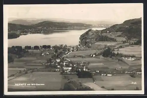 AK Reifnitz am Wörthersee, Gesamtansicht mit See und Fernblick aus der Vogelschau