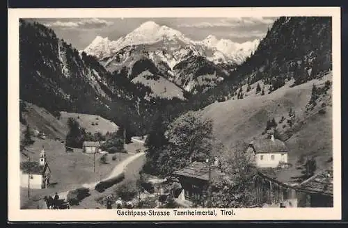 AK Nesselwängle, Tannheimertal, Gachtpass-Strasse mit Kapelle