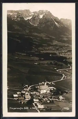 AK Söll b. Wörgl, Kirche und Strassenpartie, Fliegeraufnahme