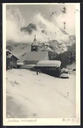 AK Sulden /Ortler, Kirche im Schnee