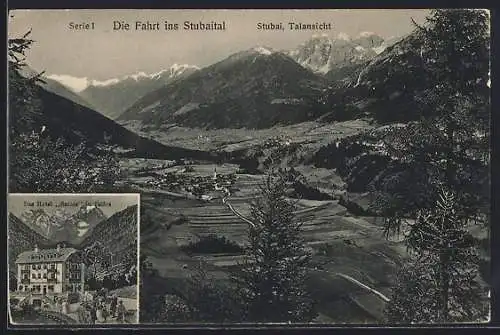 AK Telfes, Hotel Serles, Panoramablick ins Stubaital