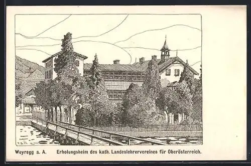 Künstler-AK Weyregg a. A., Erholungsheim des kath. Landeslehrervereines