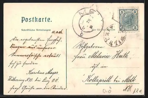 AK Wilhering, Ortsansicht mit Bergen im Hintergrund