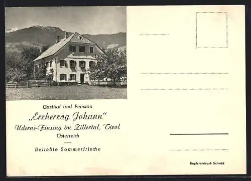 AK Uderns-Finsing im Zillertal, Gasthof und Pension Erzherzog Johann