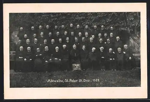 AK Salzburg, Konvent St. Peter, Abtweihe 1922, Gruppenbild