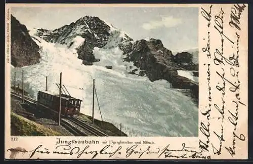 AK Jungfraubahn mit Eigergletscher und Mönch