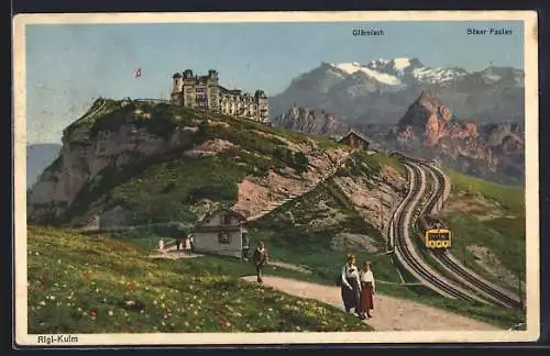 AK Rigi-Kulm, Bergbahn mit Glärnisch und Böser Faulen