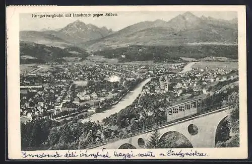 AK Innsbruck, Hungerburgbahn und Panorama des Ortes